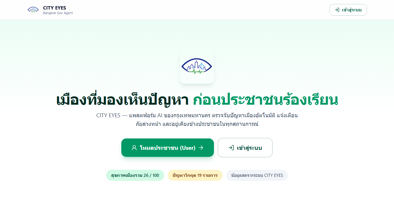CITY EYES Bangkok Gov Agent — เข้ารอบ final BDI Hackathon BKK 2026